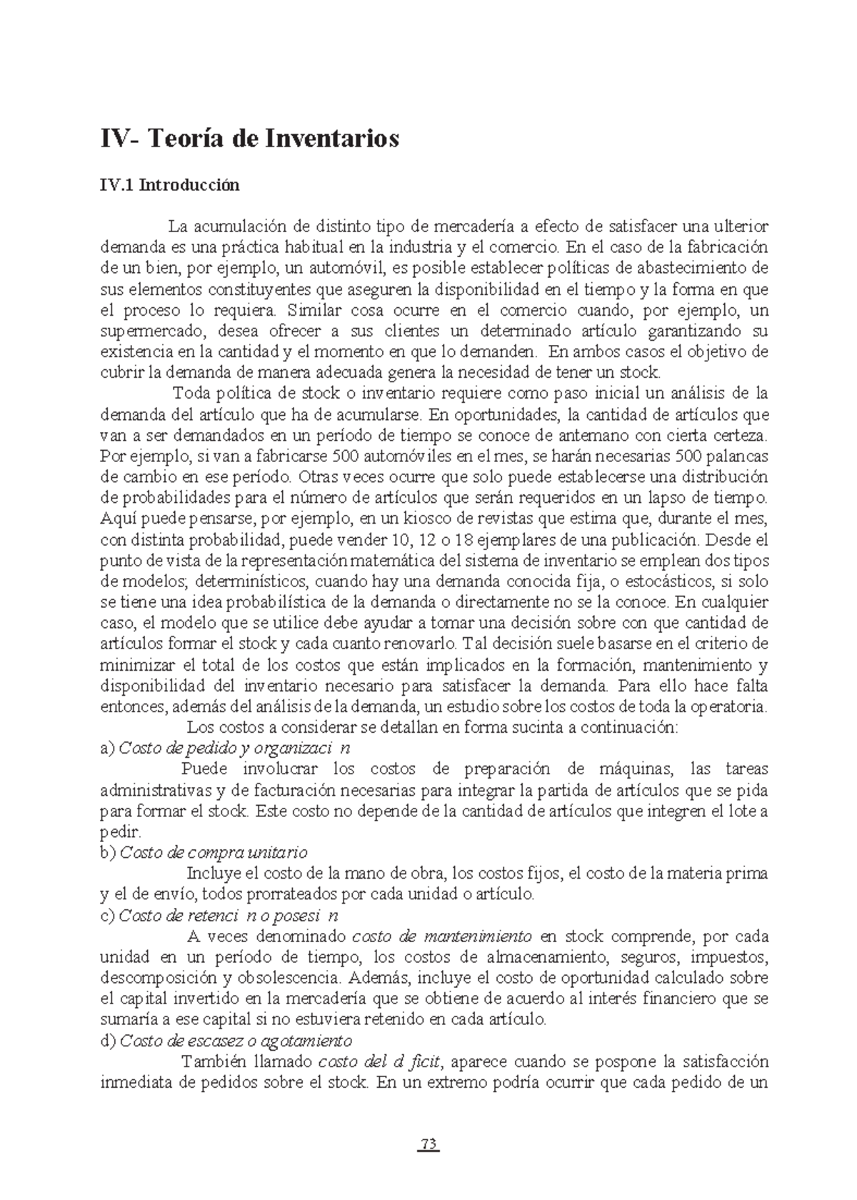 Teoría de Inventarios IV: Análisis y Modelos de Gestión de Stock - Studocu