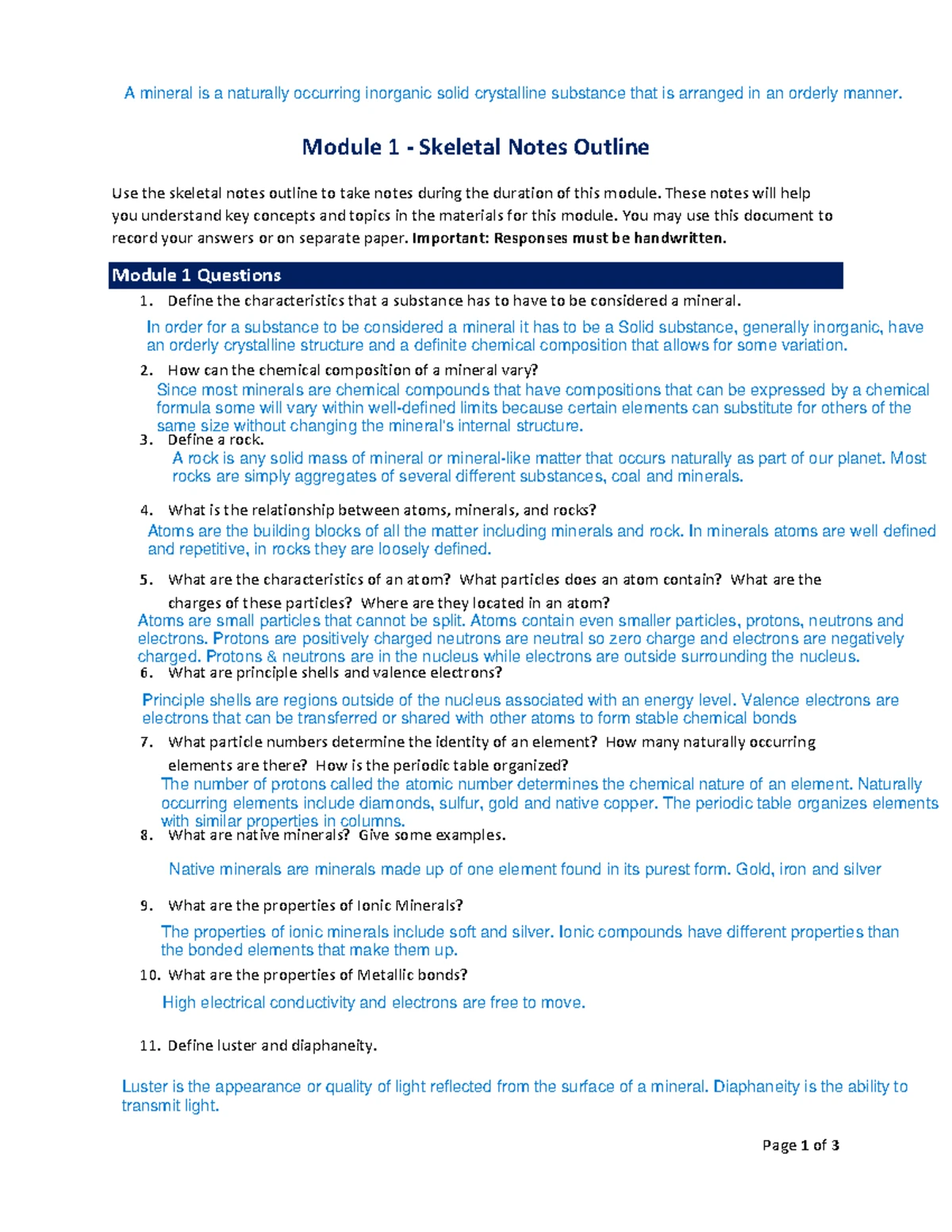 Module 9 Skeletal Notes Outline revised-1 - Module 9 - Skeletal Notes ...