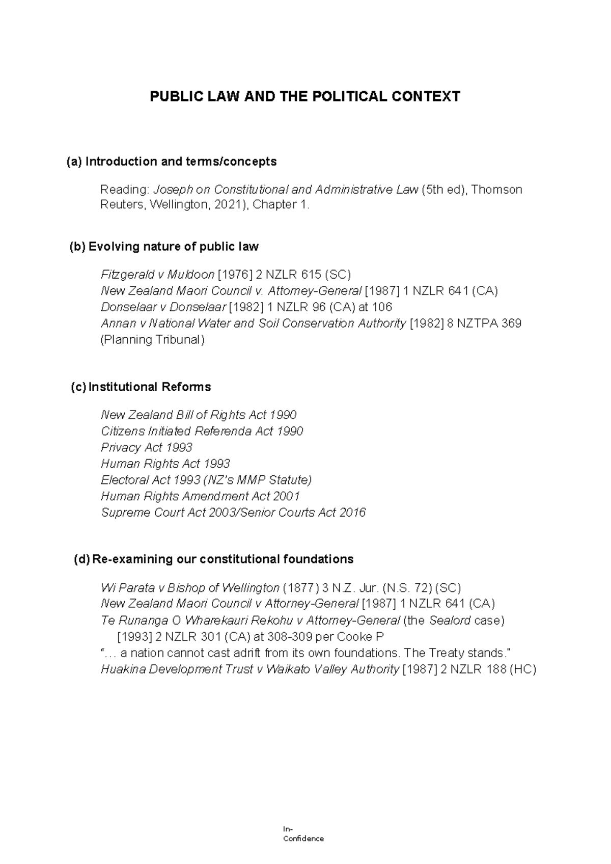 Public Law and Political Context: Key Readings & Cases (LAW101) - Studocu