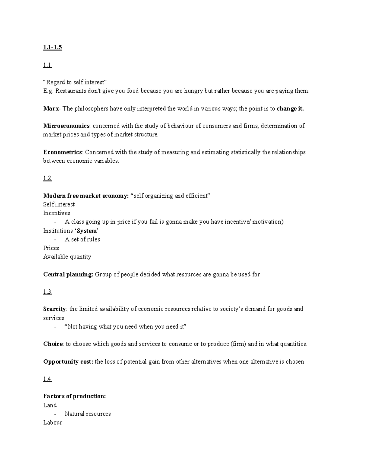 ECON 1101 - Microeconomics and Econometrics Overview Notes - Studocu