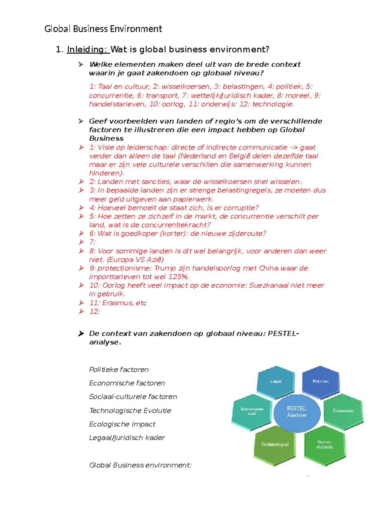 Global Business Environment: PESTEL Analysis and Key Factors - Studocu