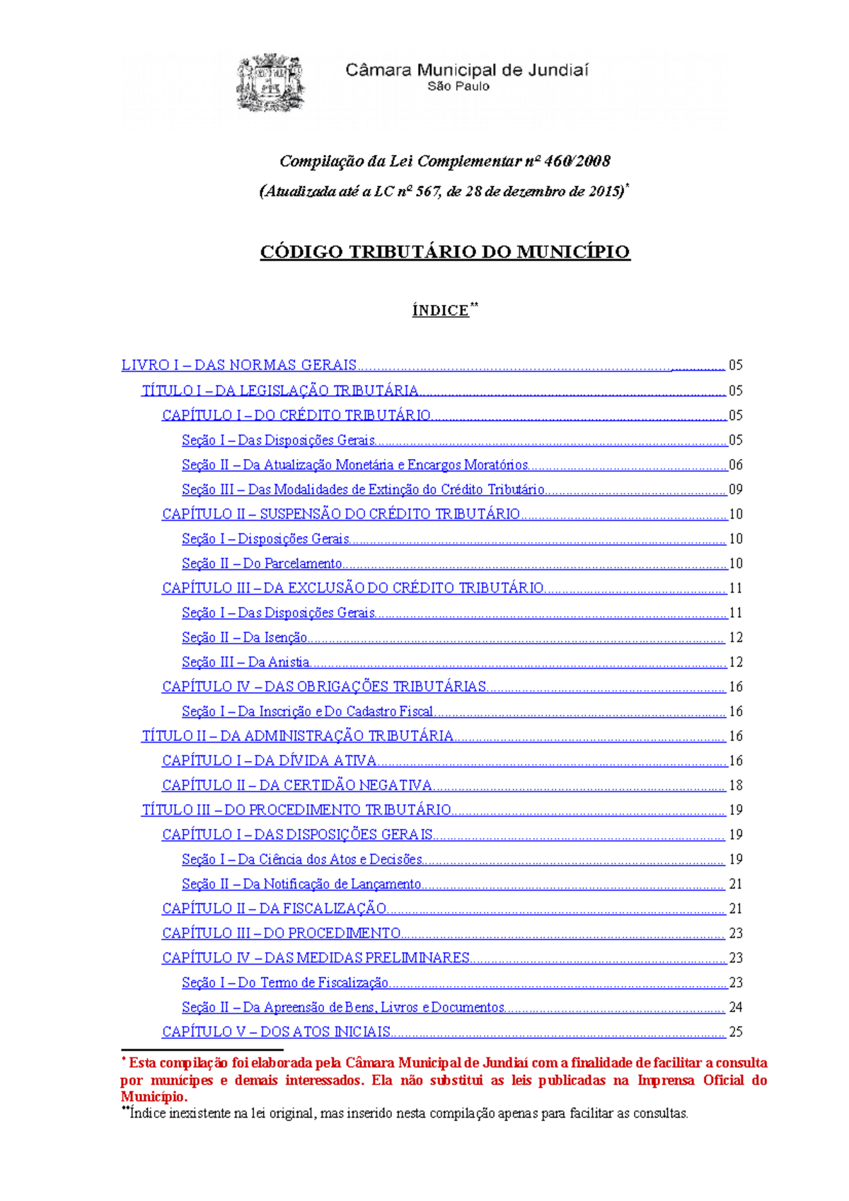 Código tributario do municipio - (Atualizada até a LC no 567, de 28 de ...