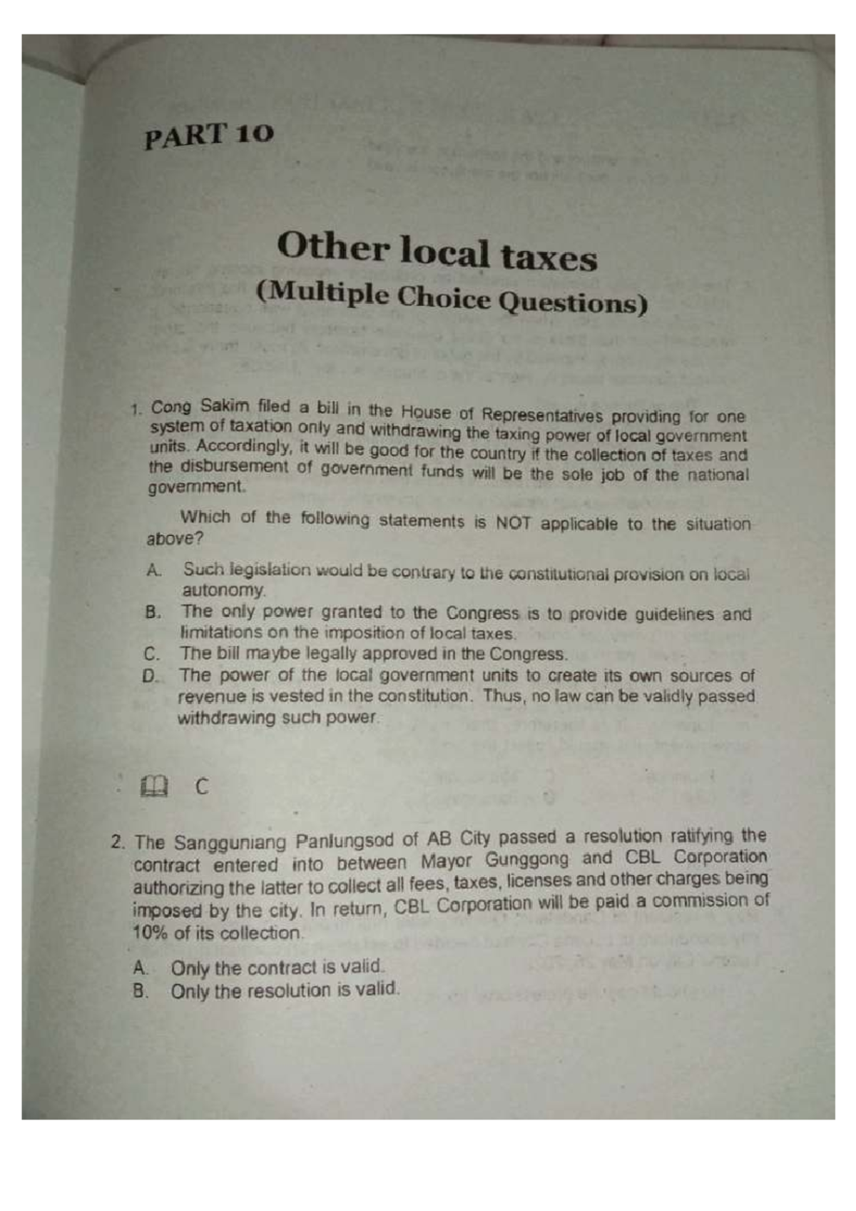 Other Local Taxes (Multiple Choice Questions) - Reviewer - Studocu
