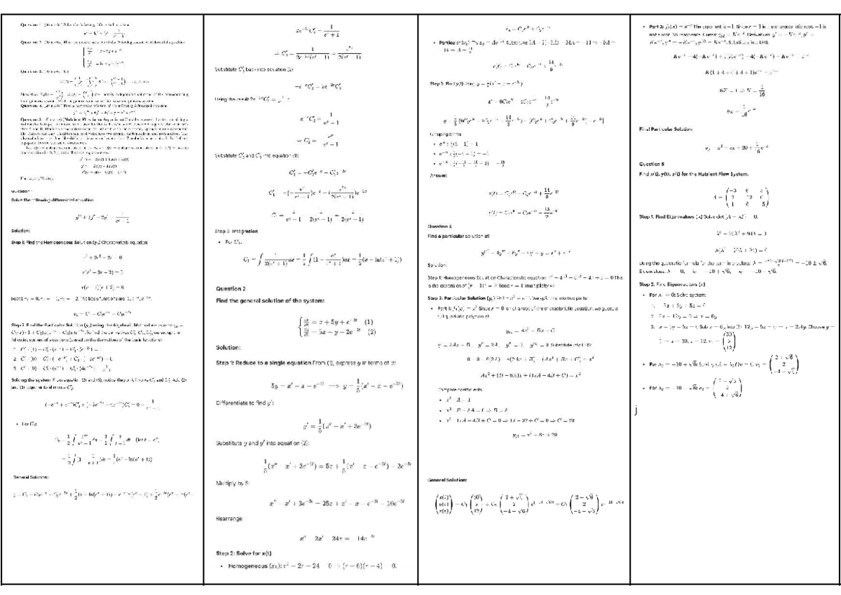 Final Exam Notes: Differential Equations (MATH 2023) - Studocu