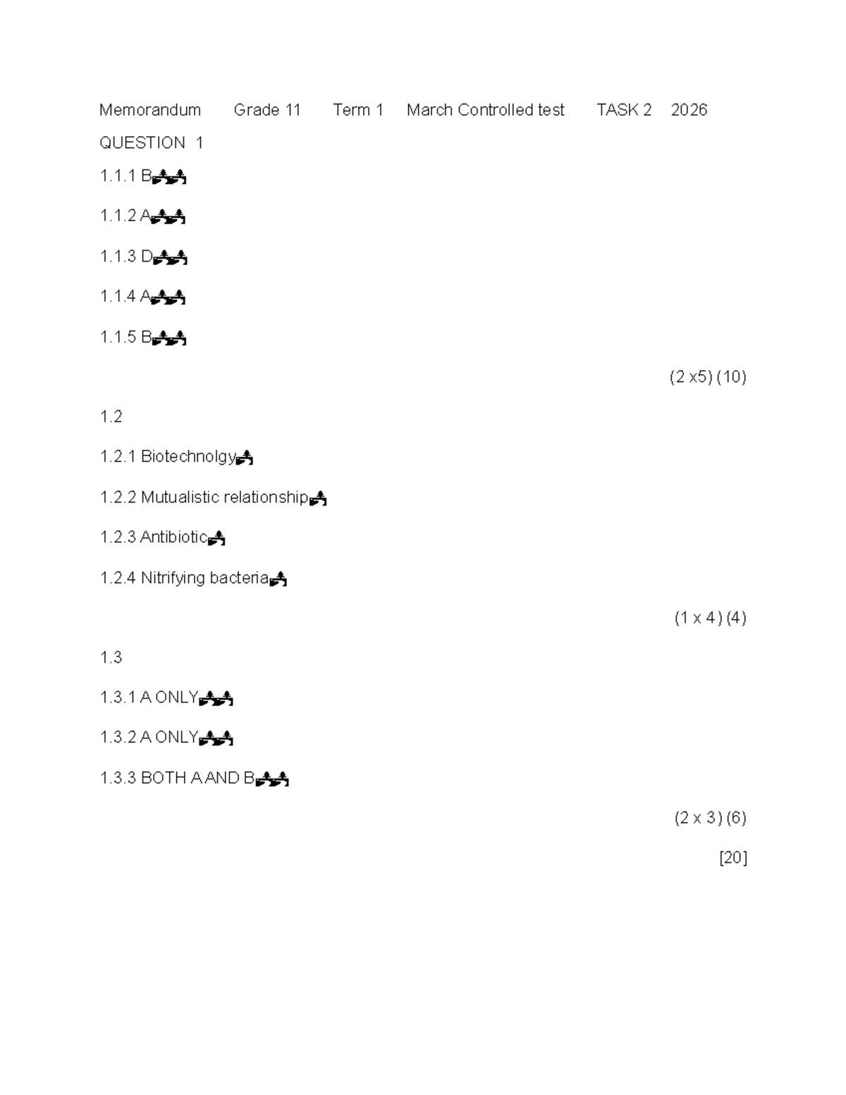 TERM 1 GRADE 11 CONTROLLED TEST: LIFE SCIENCES MEMO 2026 - Studocu