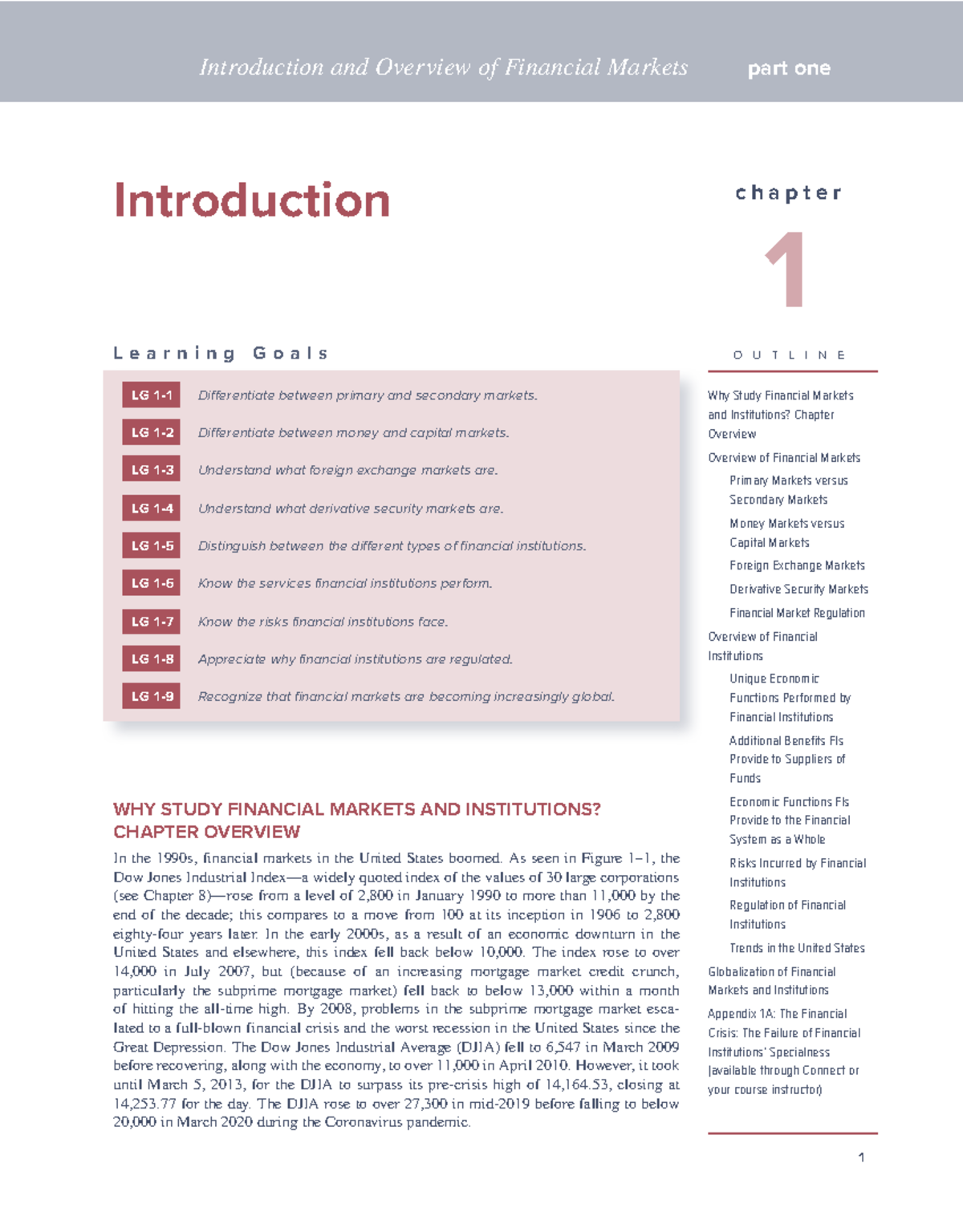 Introduction to Financial Markets and Institutions (FM CH1) - Studocu