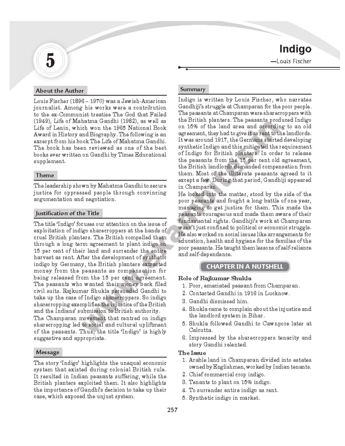 Indigo Chapter 5 Summary and Analysis (Class 12) - Studocu