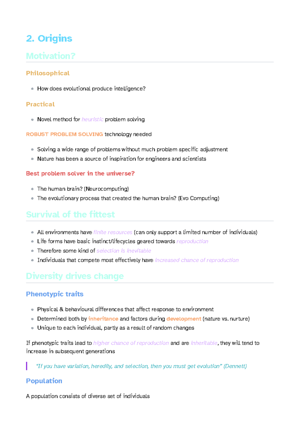 Origins of Evolutionary Computing (EC) - Notes on Key Concepts ...