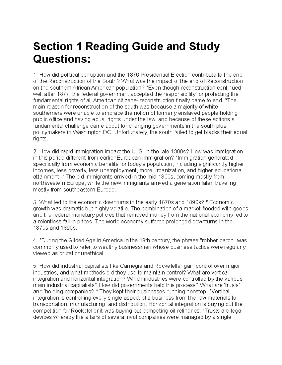 U.S. History Notes: Section 1 Study Guide on Political Corruption ...