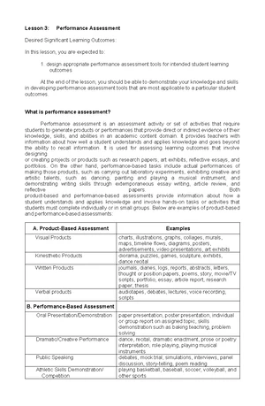 Lesson 1 - Math 19: The Importance of Assessment in Student Learning ...