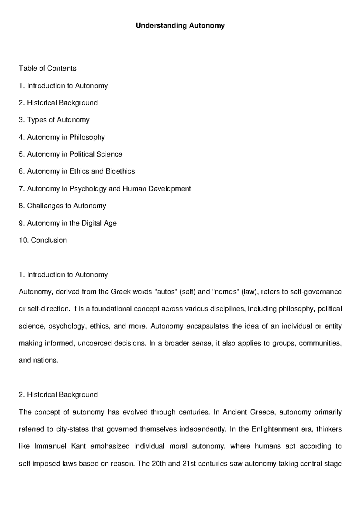 Understanding Autonomy: A Comprehensive Overview of Concepts and ...