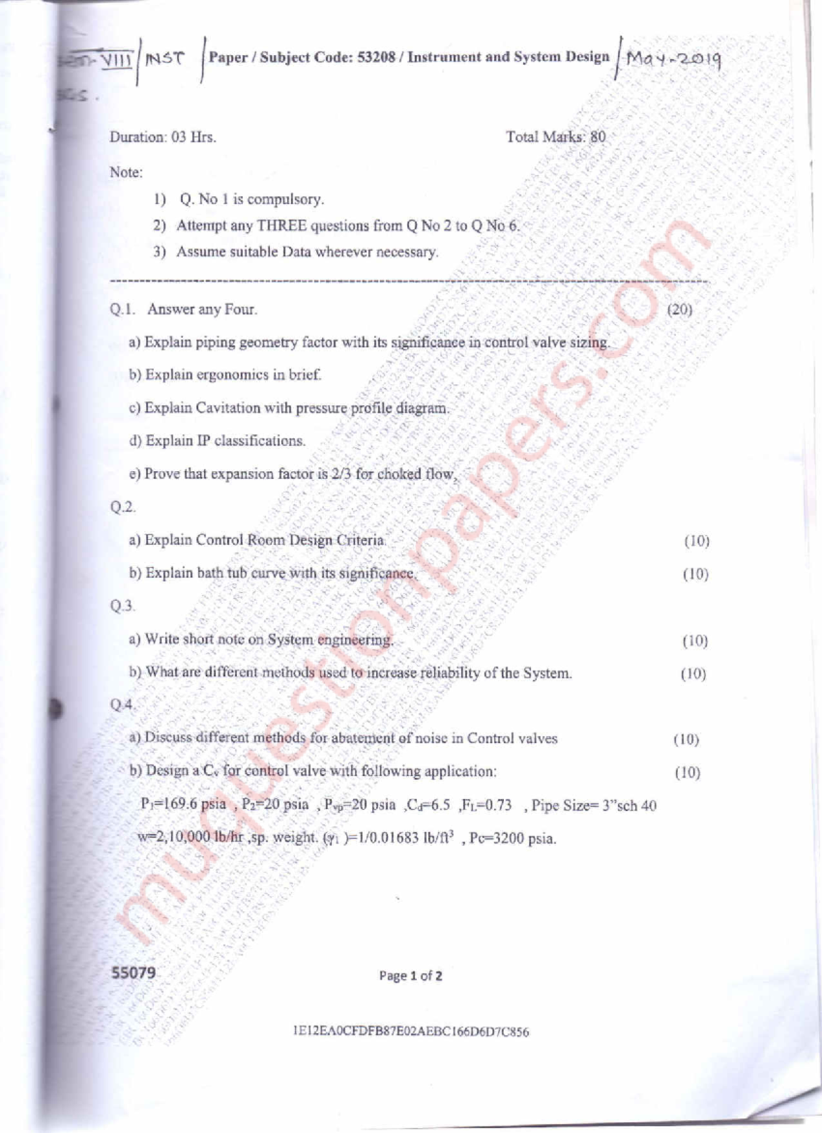 BE- Instrumentation SEM8 ISD May 2019 Exam Paper (Code: 53208) - Studocu