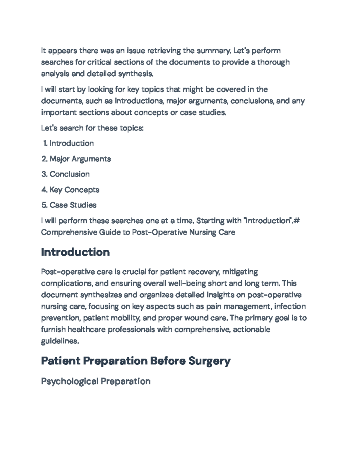 Comprehensive Guidelines for Post-Operative Nursing Care (NURS 301 ...