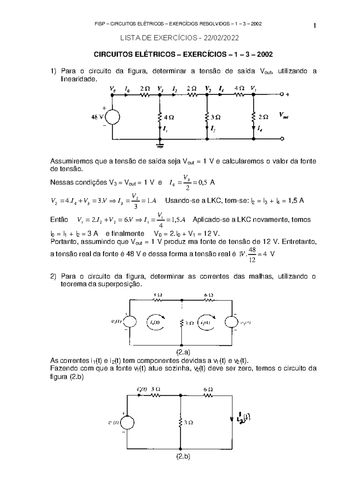 Lista de Exercícios: Circuitos Elétricos para Estudo e Prática - Document Preview