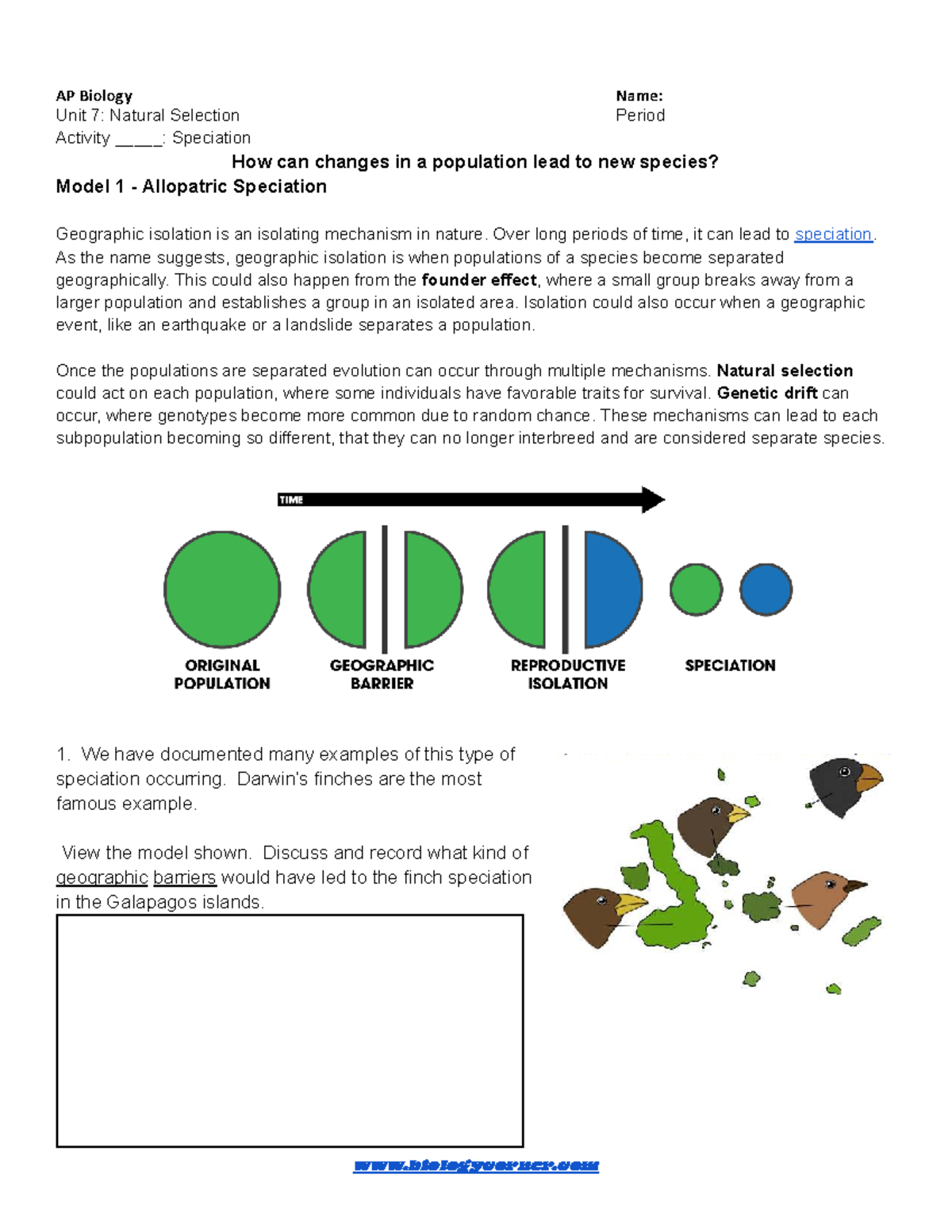 AP Biology Unit 7: Speciation Mechanisms and Examples - Studocu