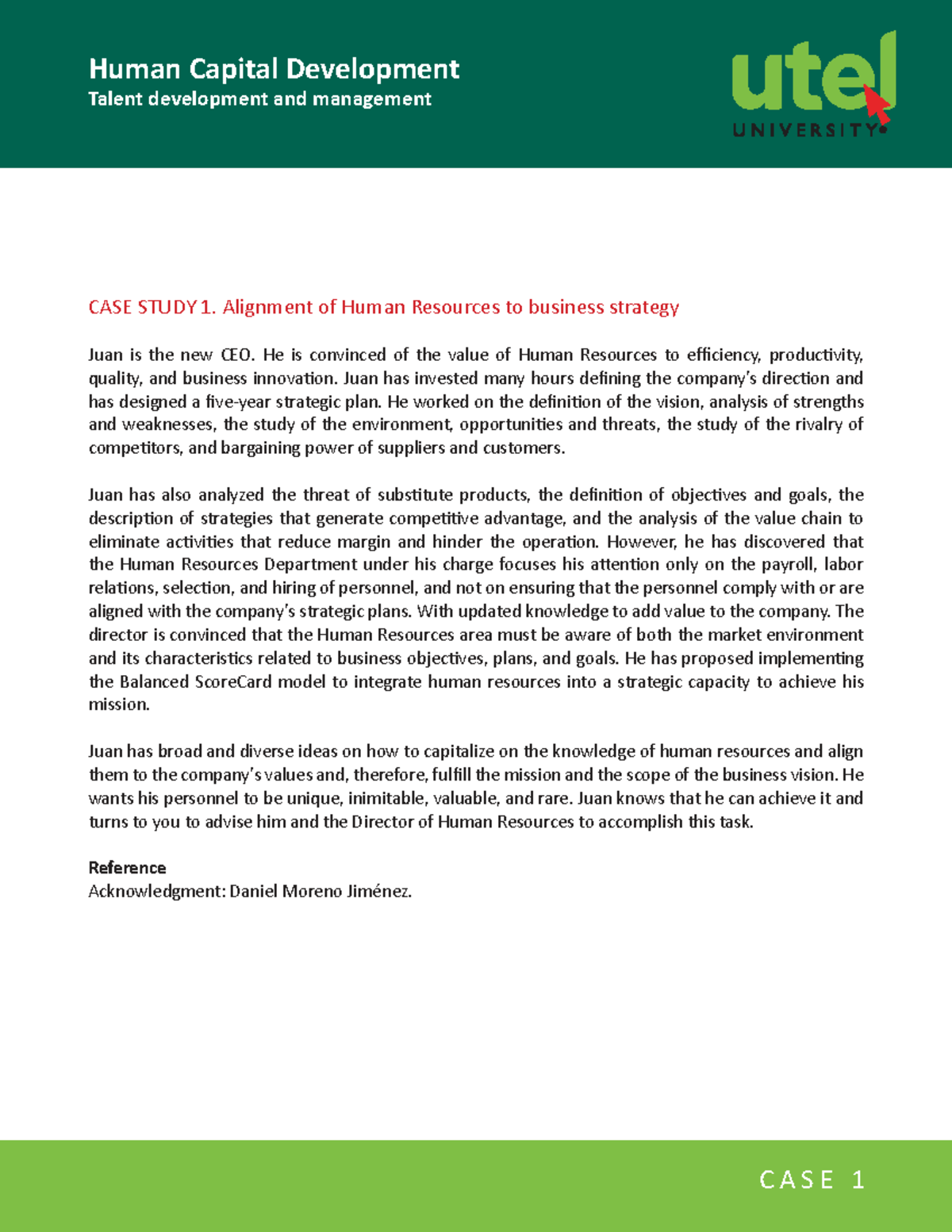 Human Capital Development: Talent Management Case Study 1 - Studocu