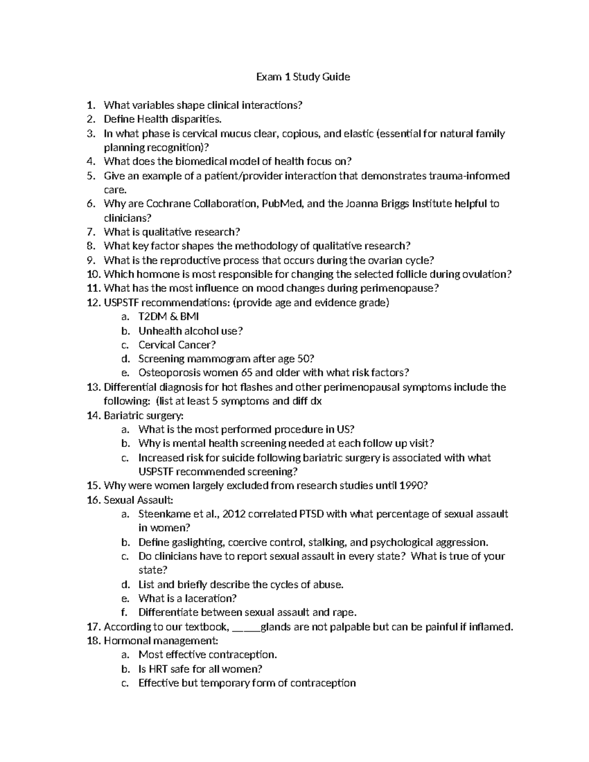 NUR 101 Exam 1 Study Guide: Key Concepts & Clinical Interactions - Studocu