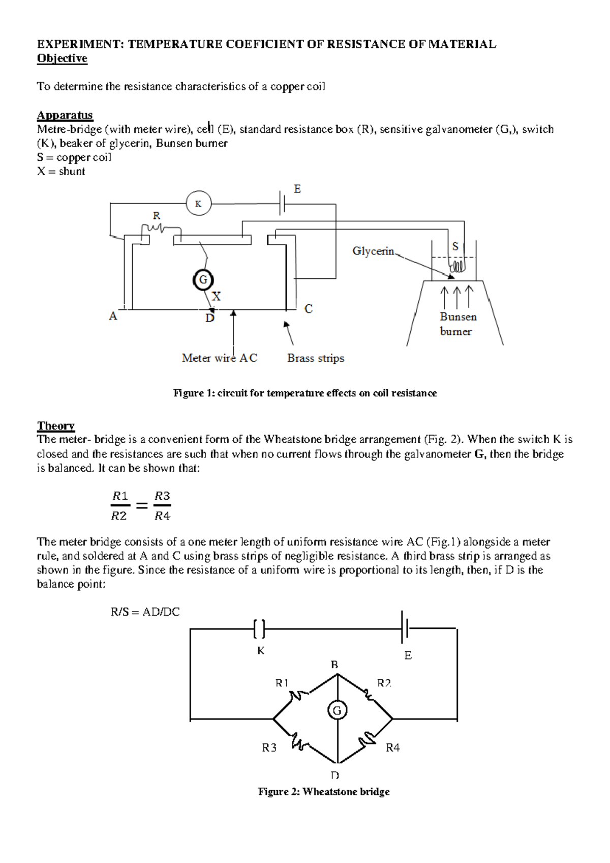 Experiment: Temperature Coefficient of Resistance of Material - Studocu
