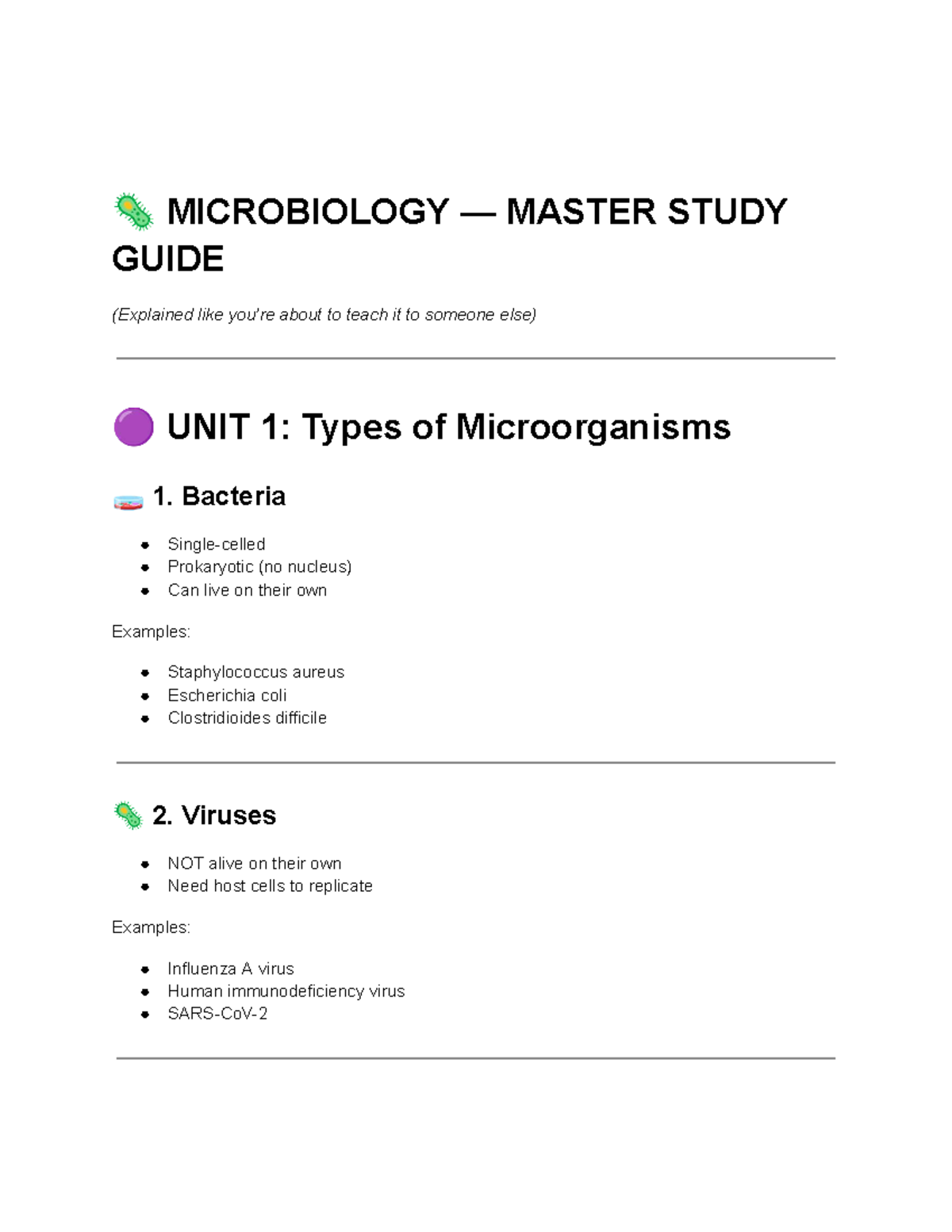 MICROBIOLOGY 101: MASTER STUDY GUIDE FOR EXAMS & CONCEPTS - Studocu