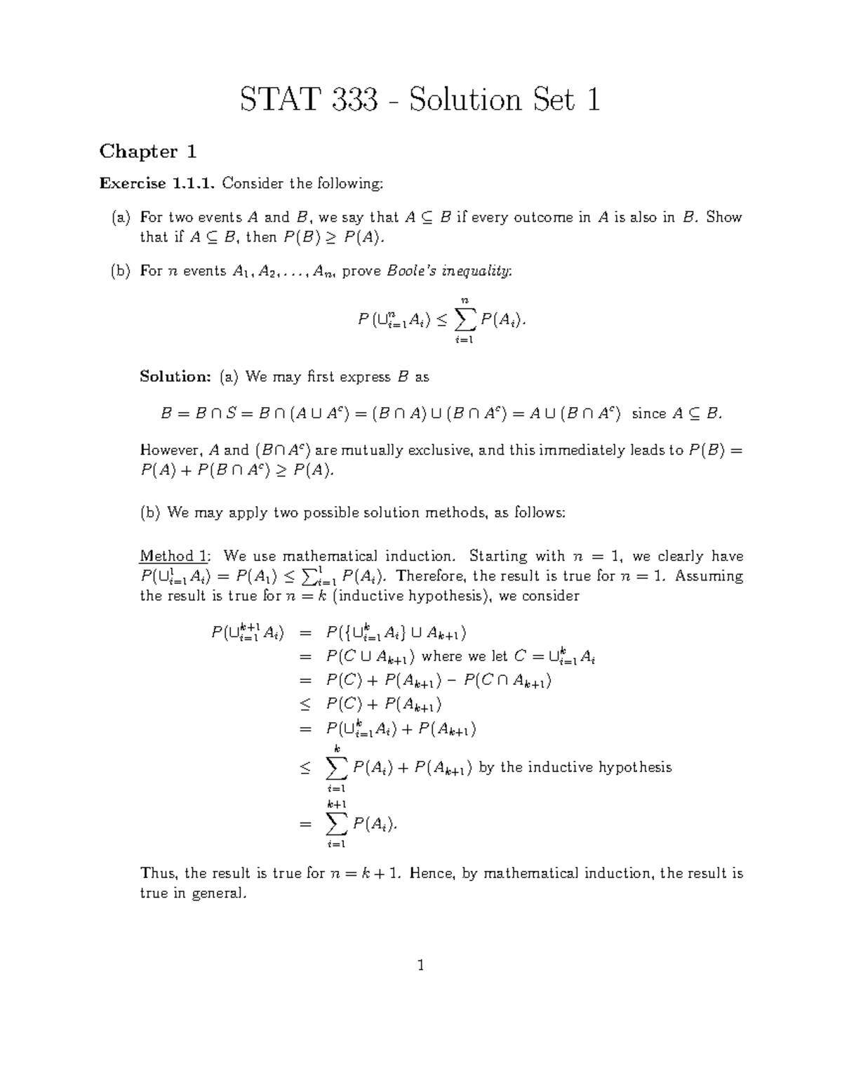 STAT 333 - Solution Set 1: Probability Exercises and Solutions - Studocu