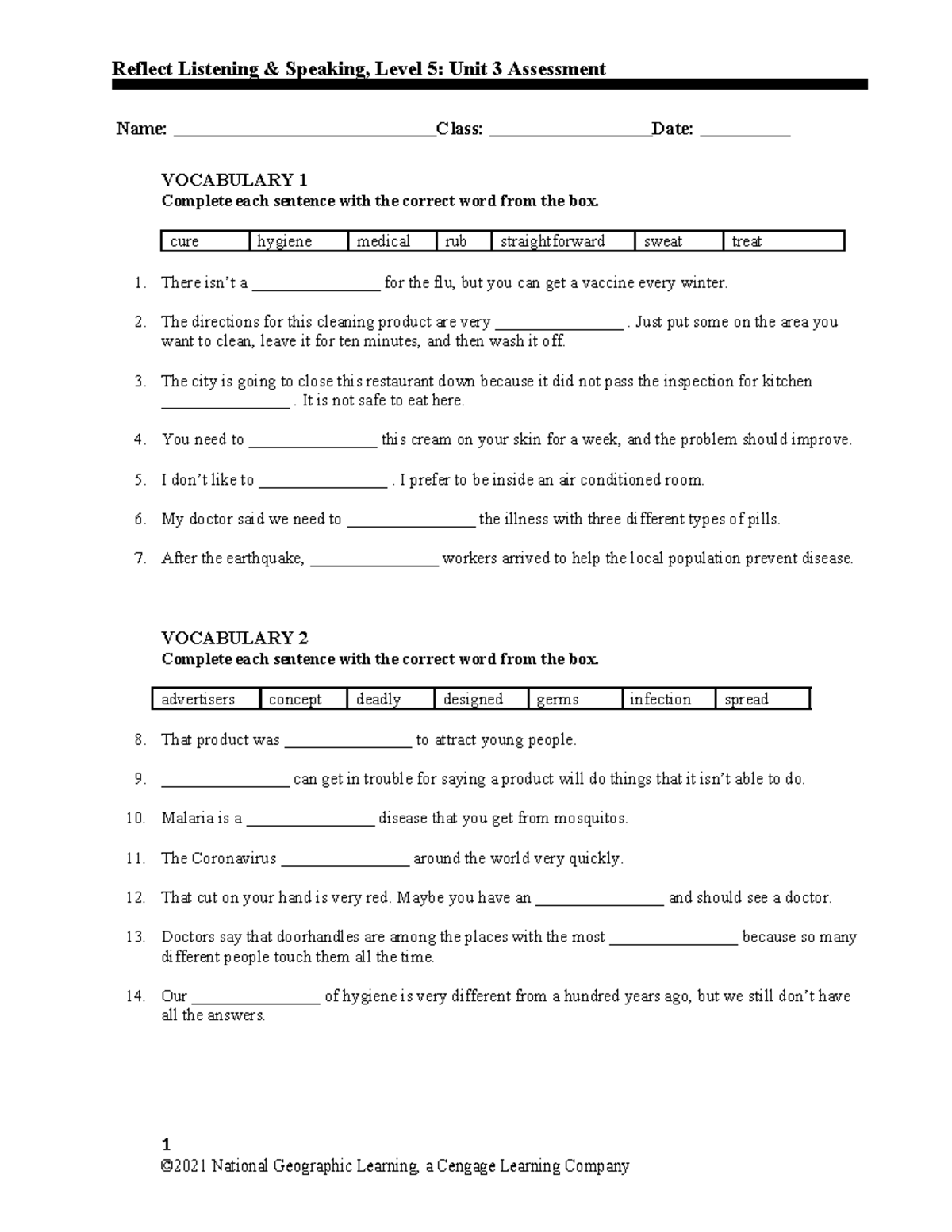 Reflect Listening & Speaking Level 5: Unit 3 Assessment Answer Key ...