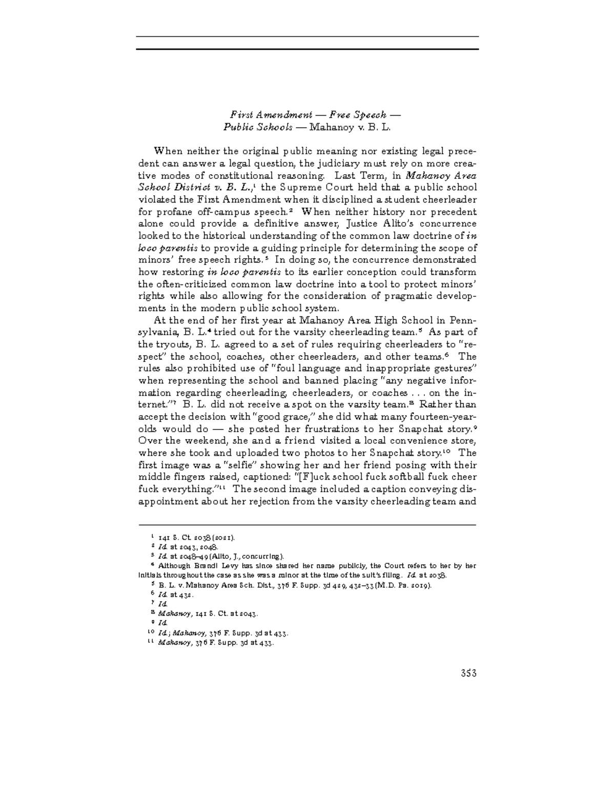 Harvard Law Review RIG - 353 First Amendment — Free Speech — Public ...