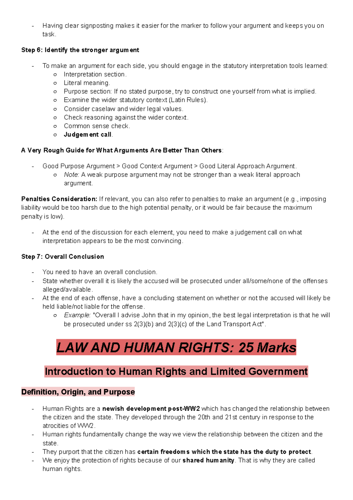 LAWS101 A Final Exam Content - Human Rights Overview - Studocu