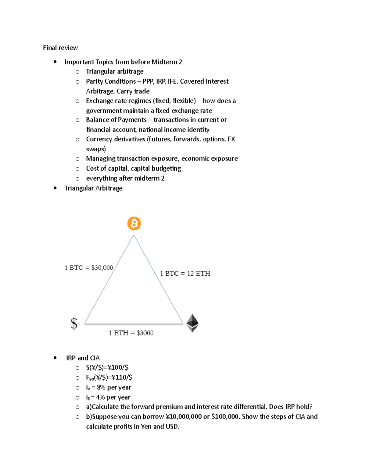 Final Exam Review Notes - FIN 450 - Topics Before Midterm 2 - Studocu