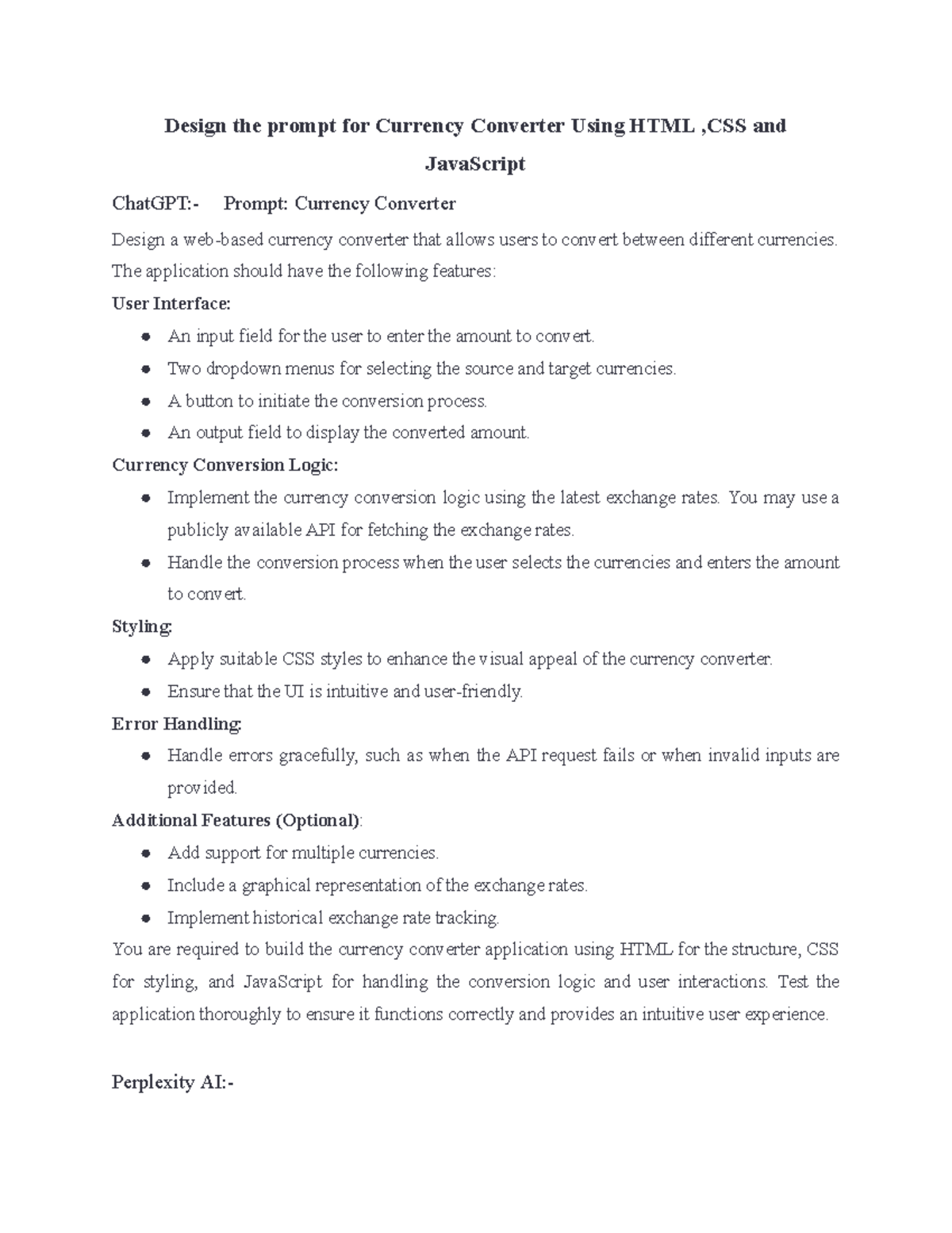 Developing a Currency Converter App: HTML, CSS & JavaScript Guide - Studocu