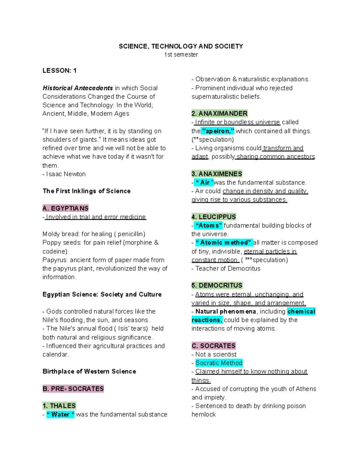 STS 1st Sem Lesson 1: Historical Antecedents in Science & Technology ...