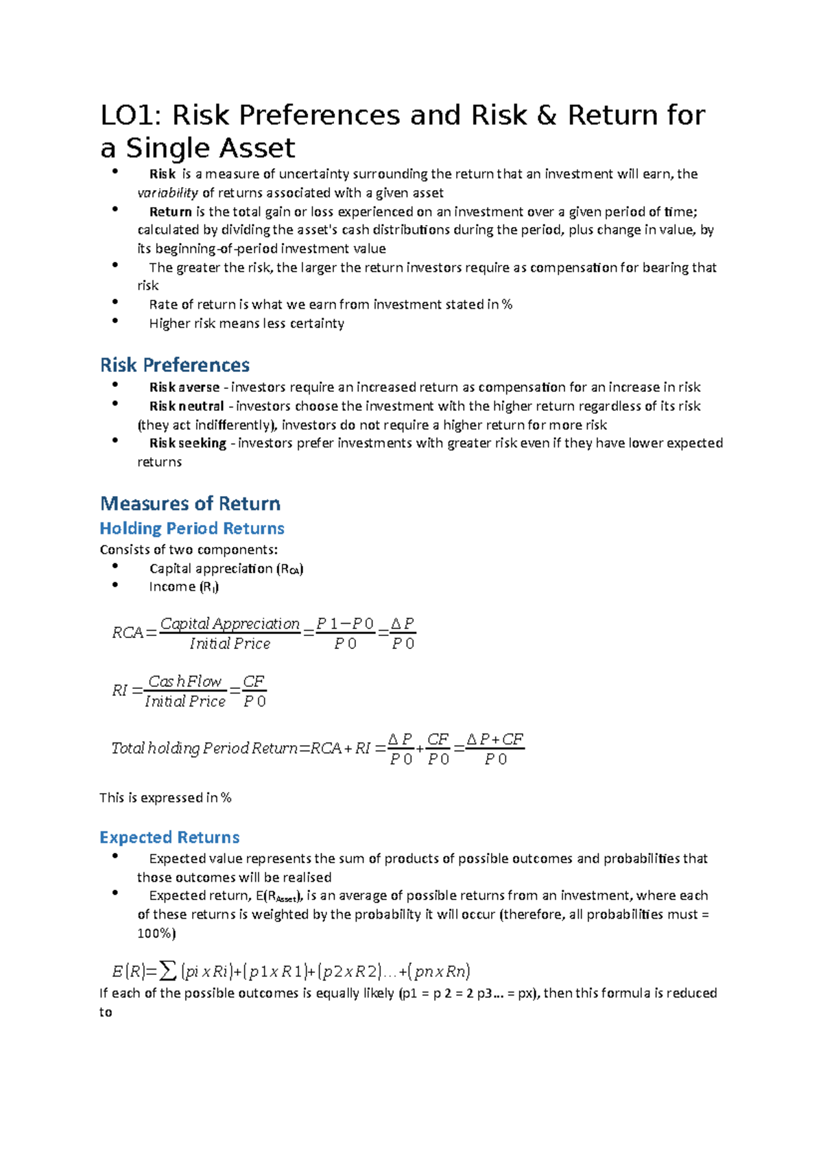 3. Risk and Return Analysis: Capital Asset Pricing Model (CAPM) - Studocu