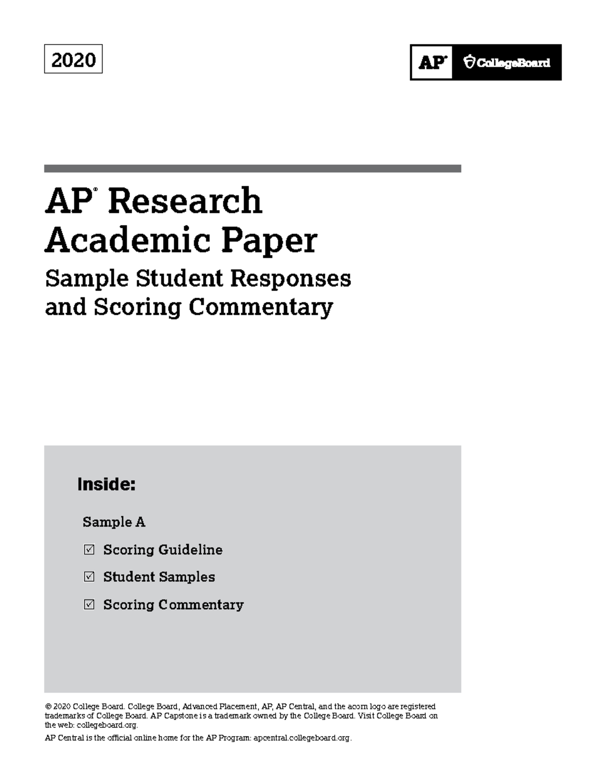 AP Research 2020: Perfect Scoring Sample Responses & Commentary - Studocu