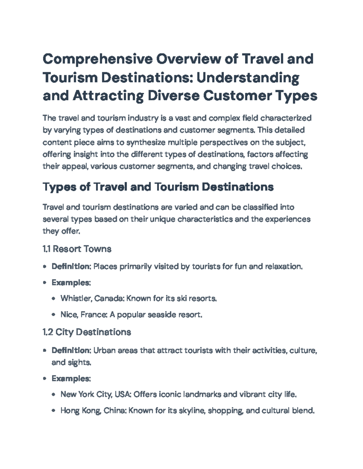 Comprehensive Overview of Travel & Tourism Destinations: Types & Appeal ...