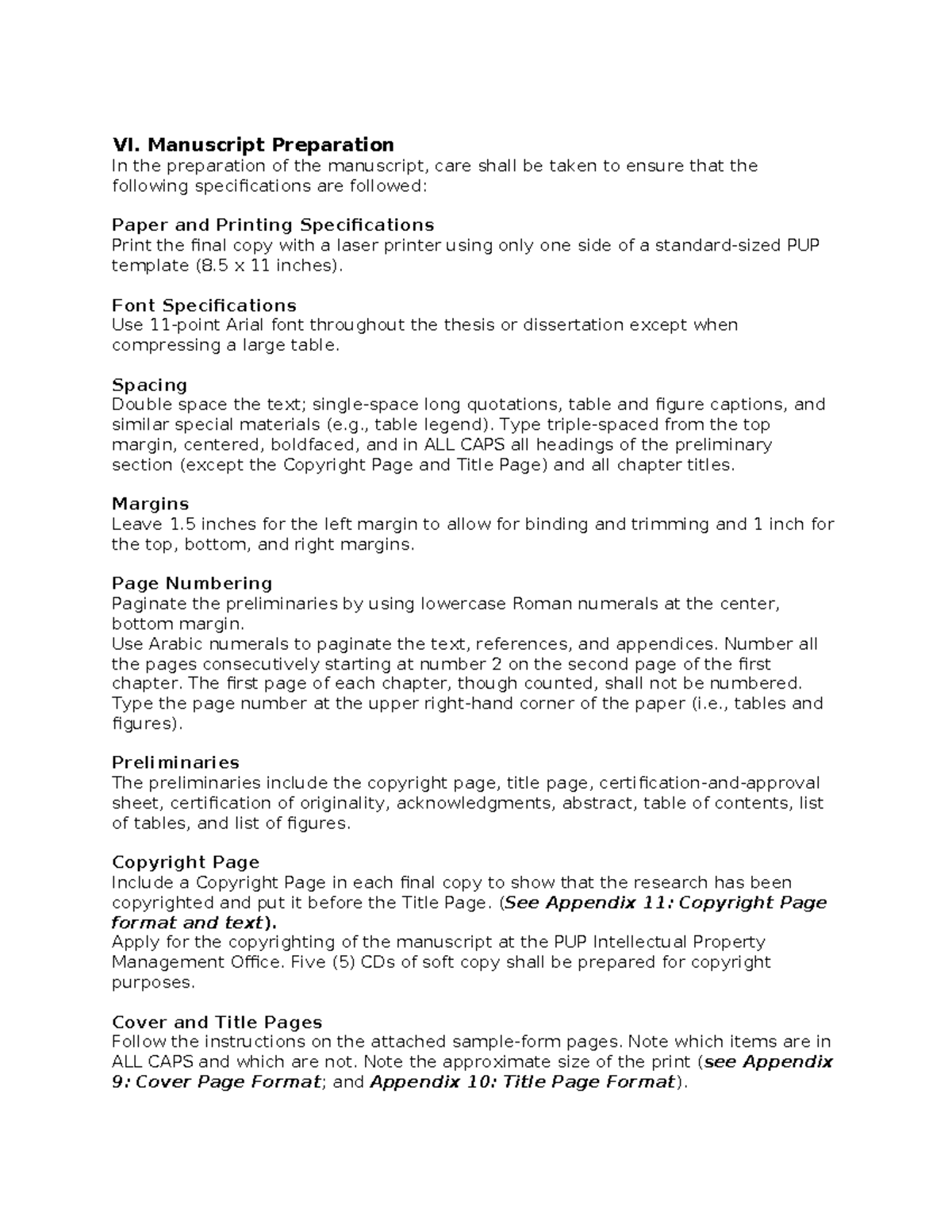 PUP Dissertation Manual: Guidelines for Manuscript Preparation - Studocu