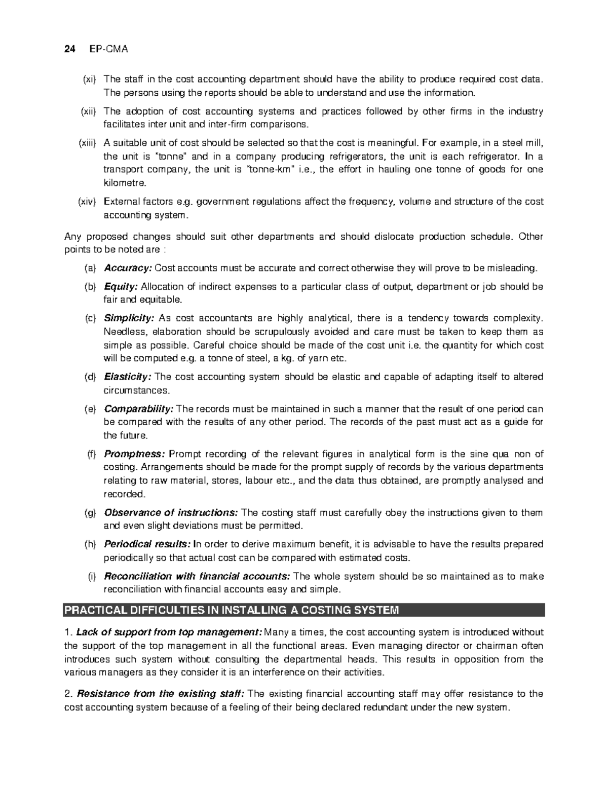 Cost Accounting (EP-CMA) - Challenges in Setting Up a Costing System ...