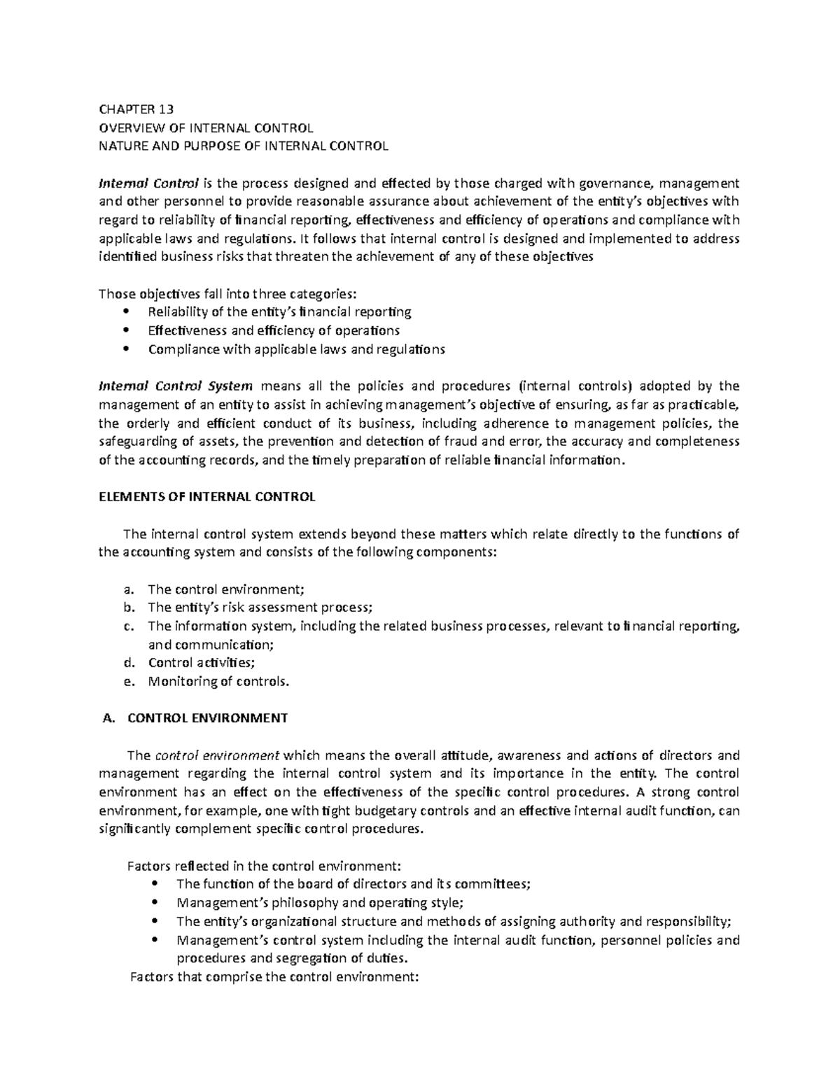Chapter 13: Understanding Internal Control Mechanisms and Their ...
