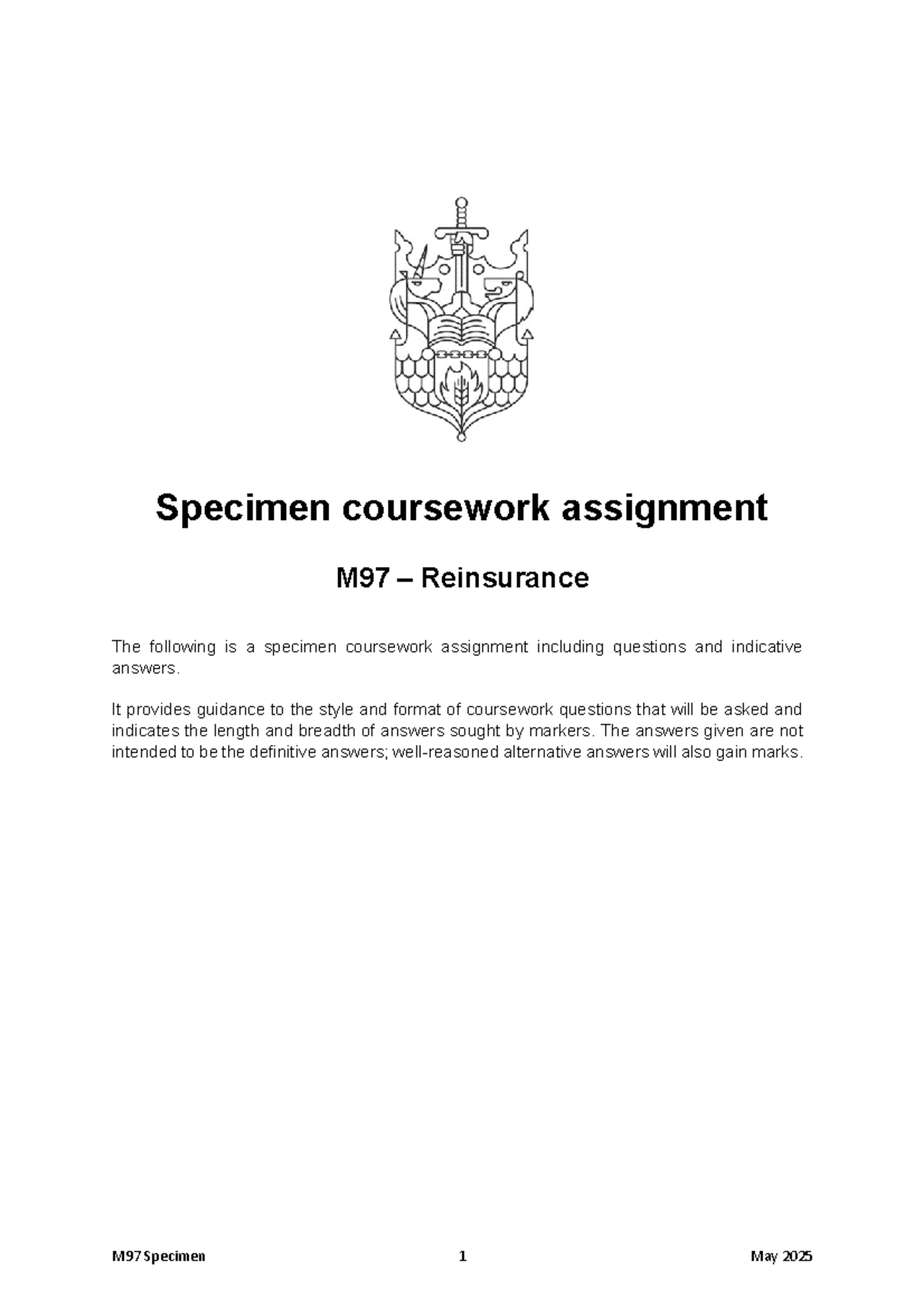 M97 Specimen Coursework Assignment Guide for 2025 - Studocu