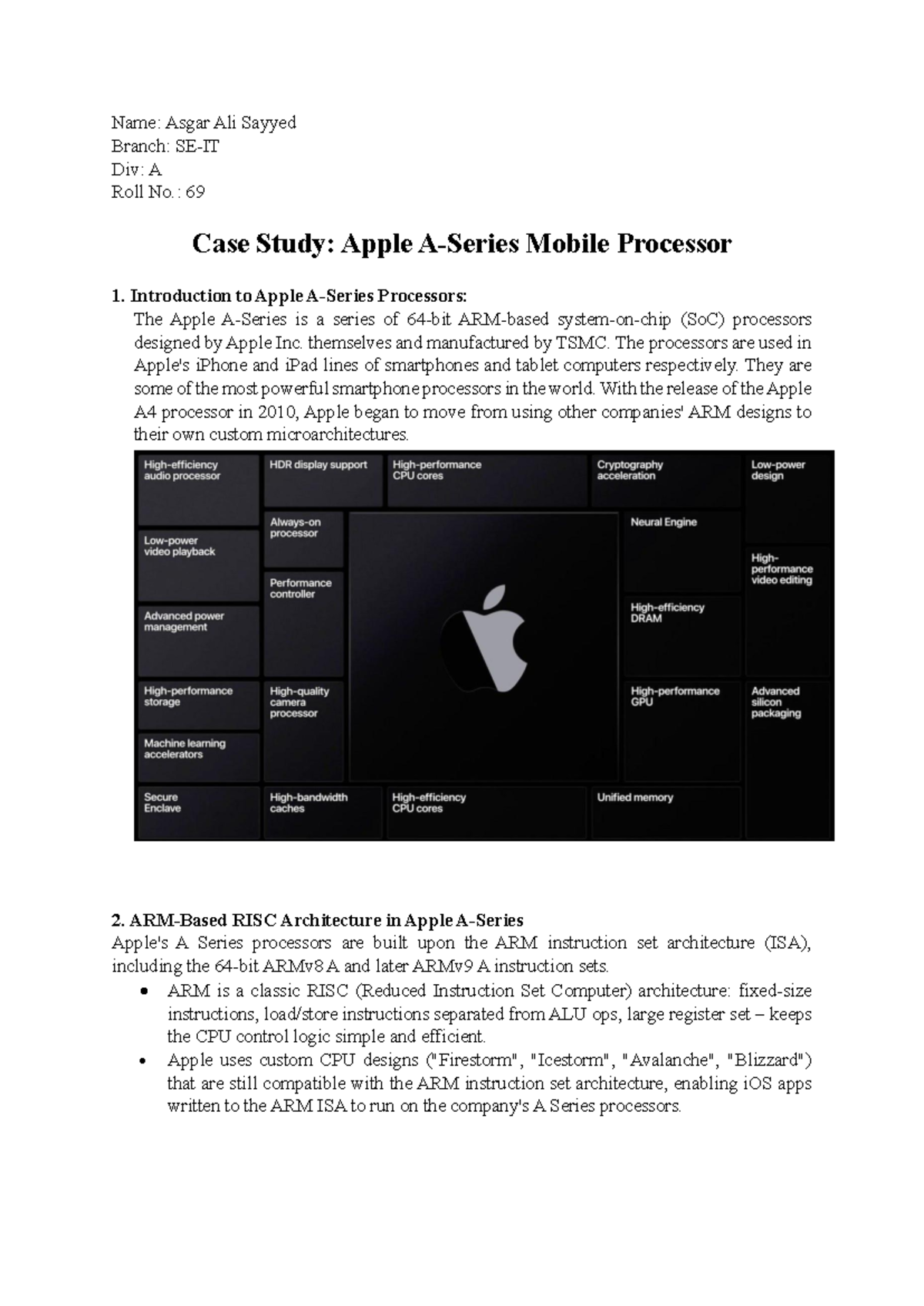 Case Study: Apple Mobile Processor Architecture (COA) - Studocu