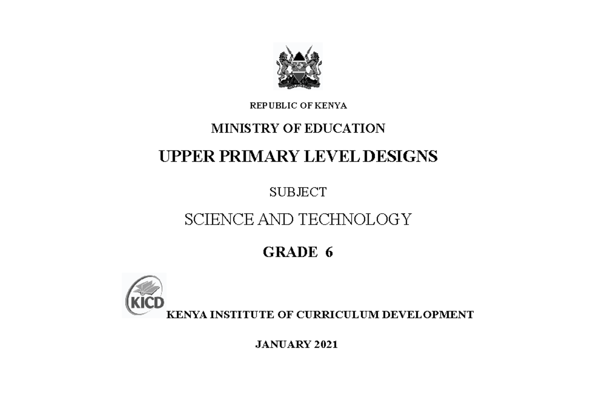 Grade 6 Science & Technology Curriculum Designs (CBC) - Studocu