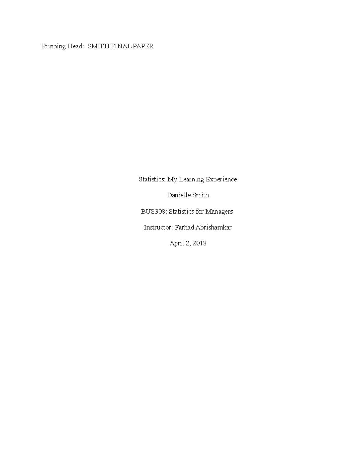 BUS308 Week 1 Learning Activity: Descriptive Stats Analysis - Studocu
