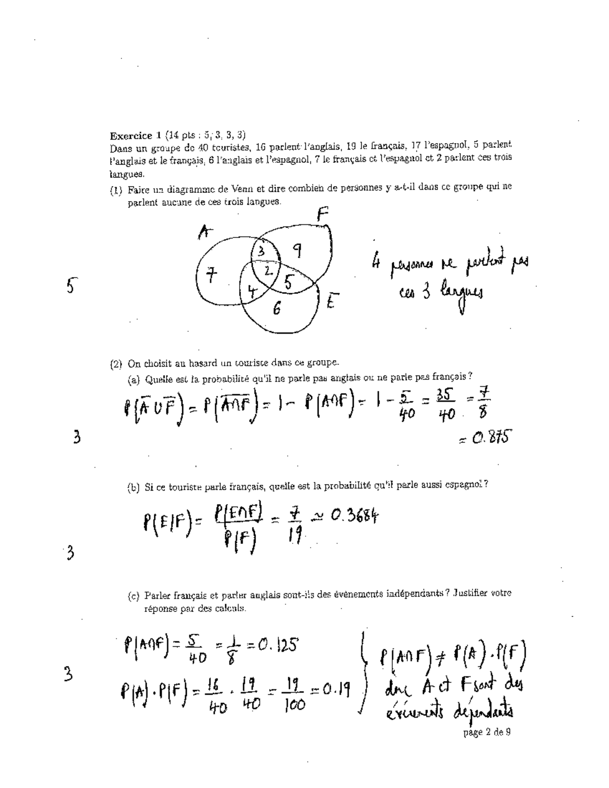 Corrigé Examen 1 GHC H24 - Probabilités et Statistiques - Studocu