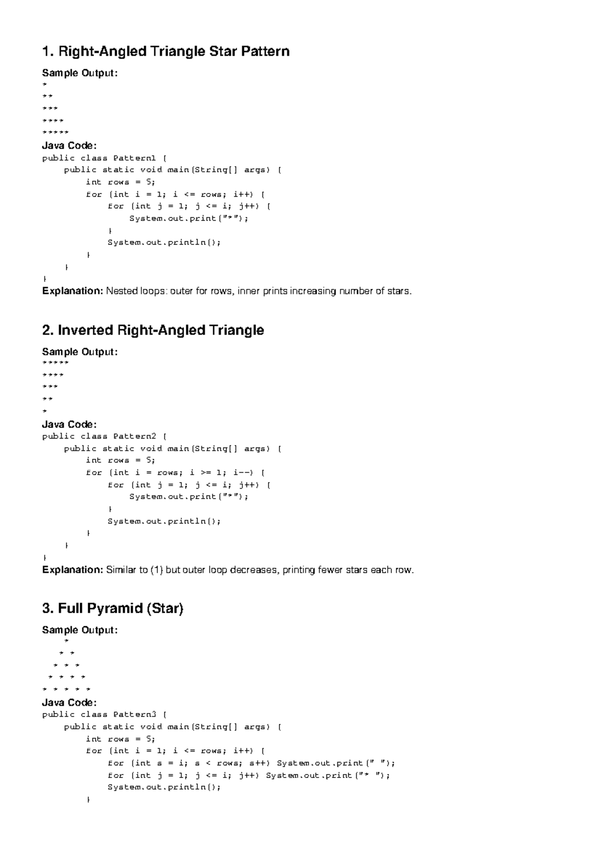 Java Pattern Programs with Output: Full Guide on Star & Number Patterns ...