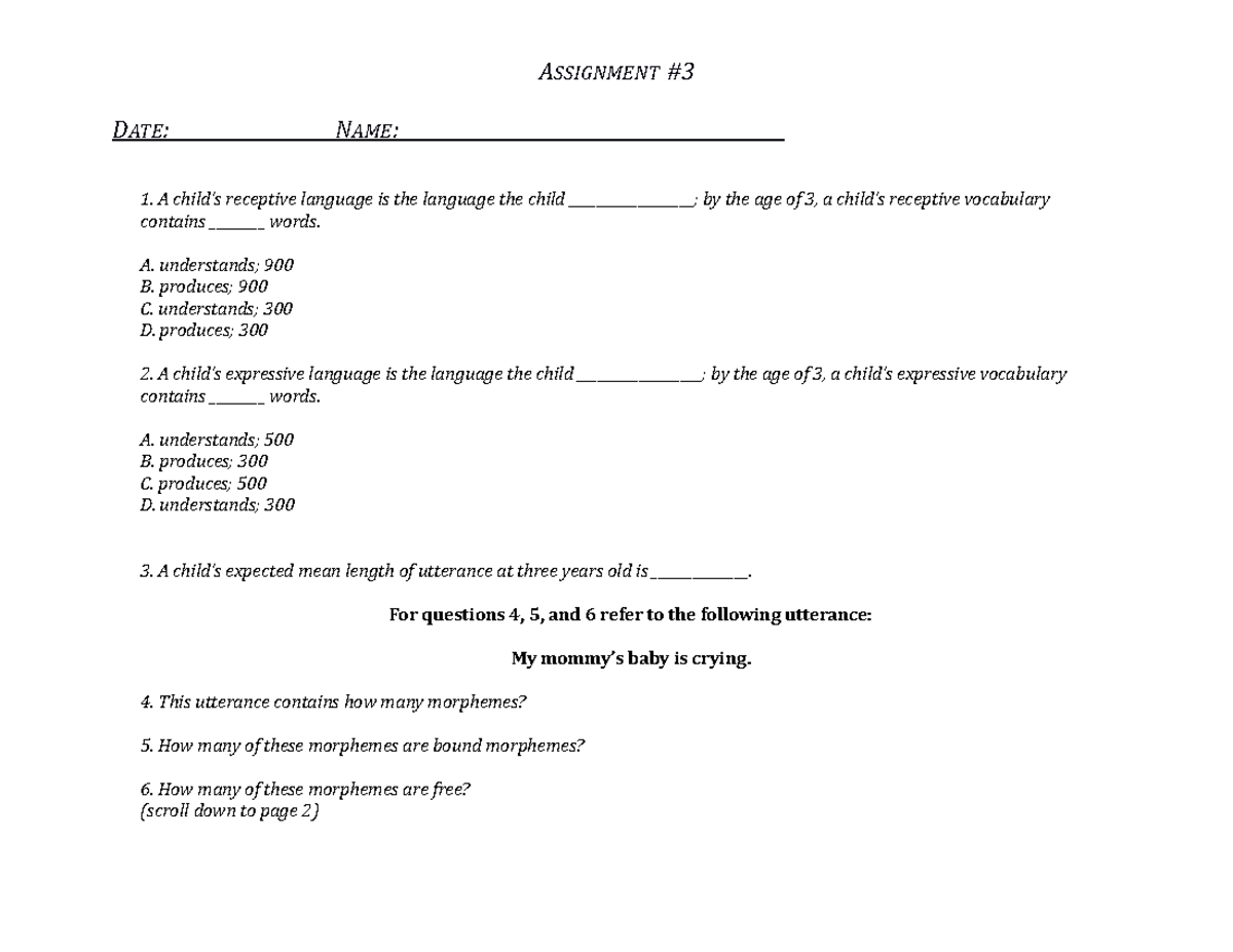 Child Language Development Assignment #3 Revised - Studocu