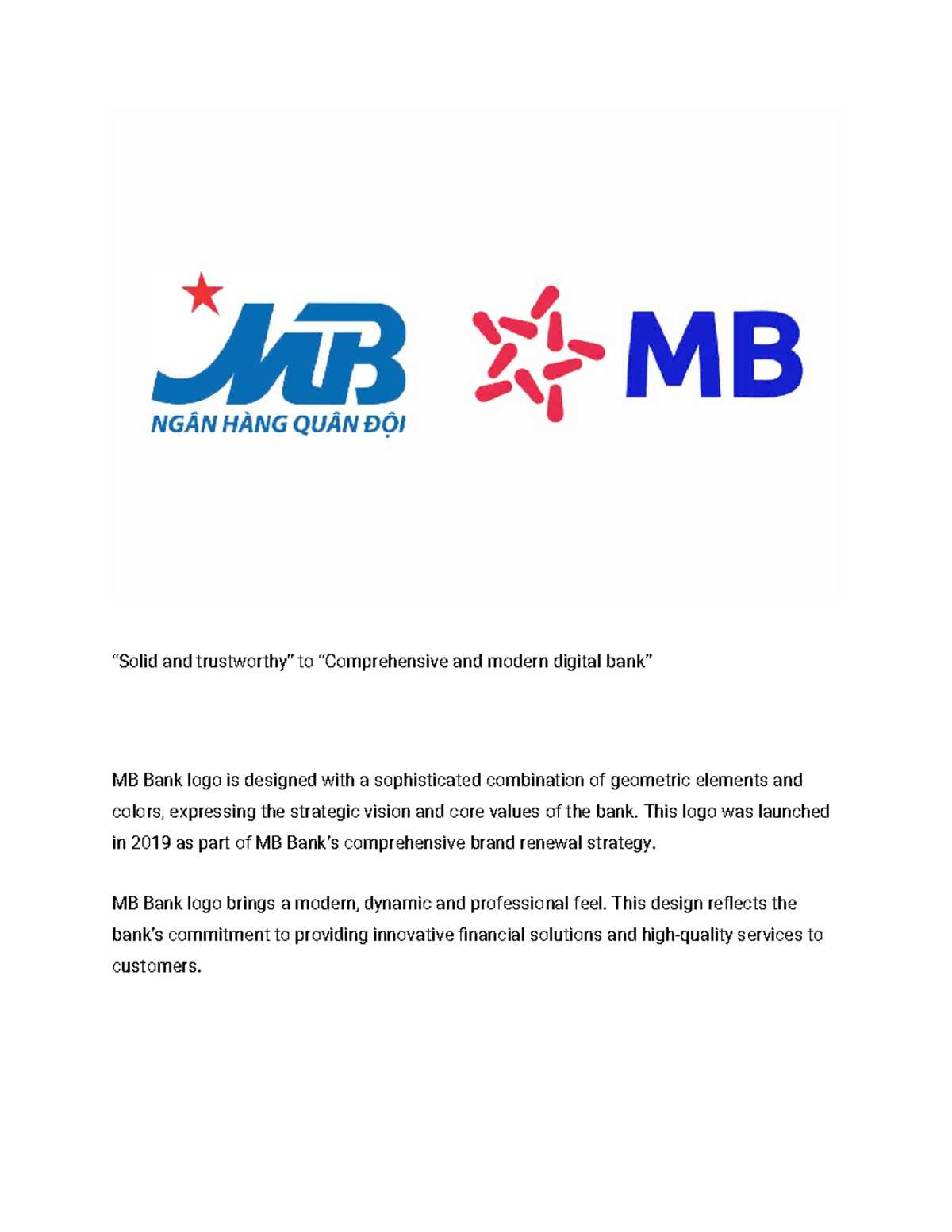 Group 8 - Brand Repositioning of MB Bank Logo Evolution - Studocu