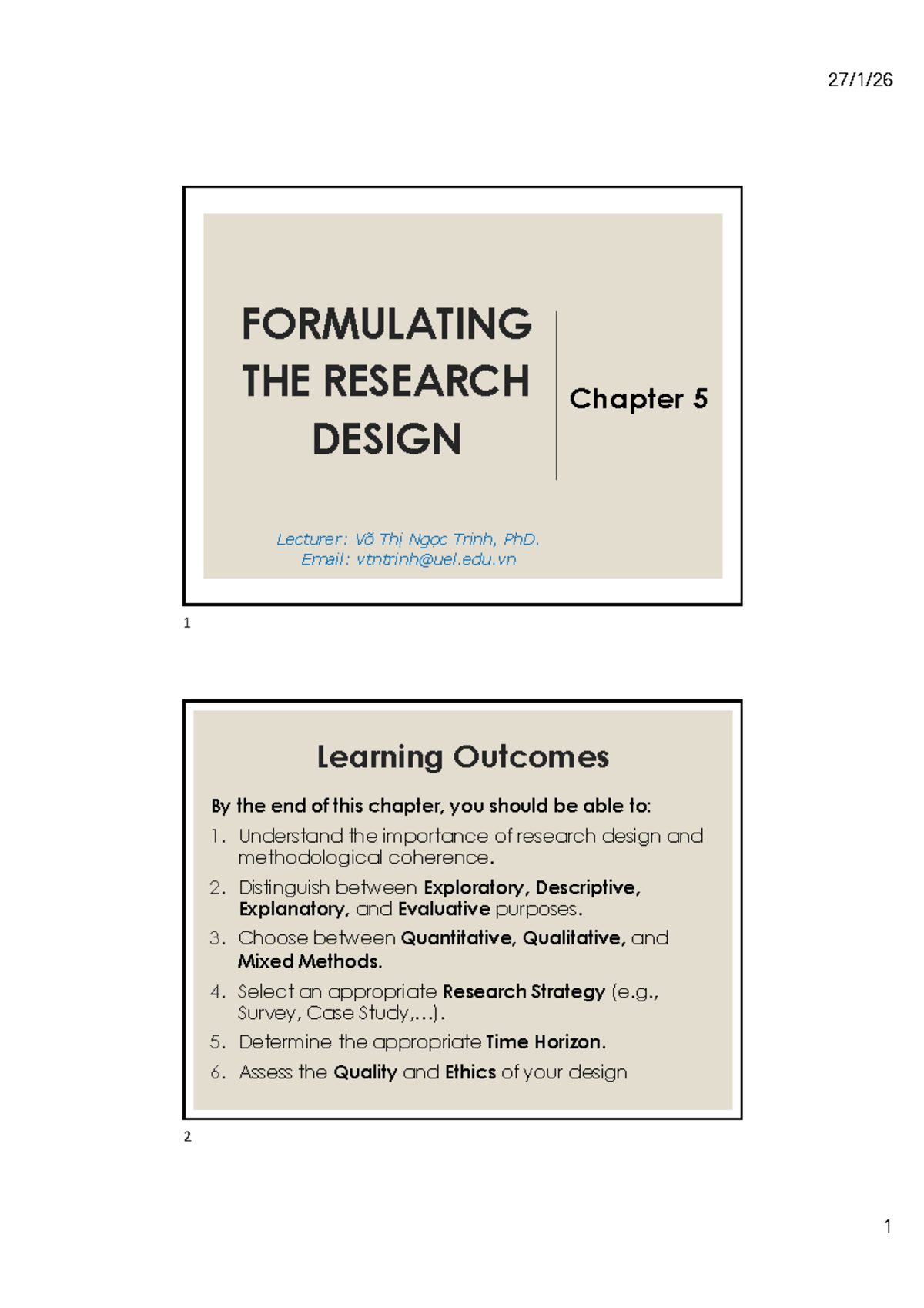 Chapter 5: Research Design Overview and Methodological Choices - Studocu