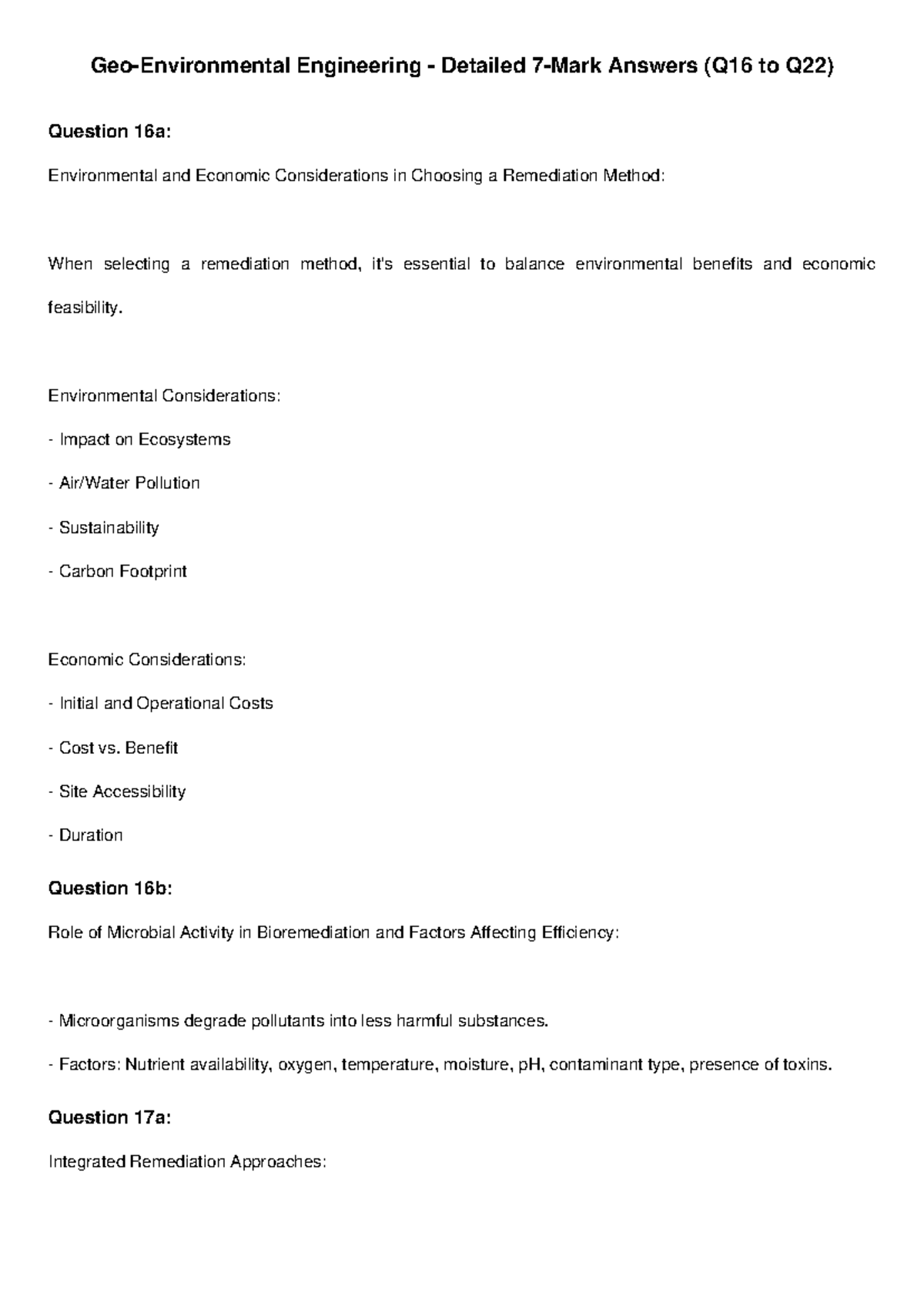 Geo-Environmental Engineering 7 Mark Answers Q16 to Q22 - Geo ...