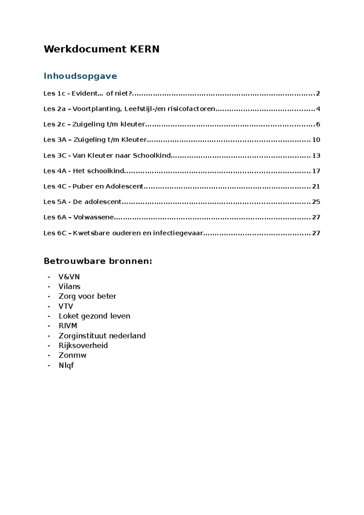 Werkdocument KERN A:C - Lesinhoud en Leerdoelen voor Ontwikkeling ...