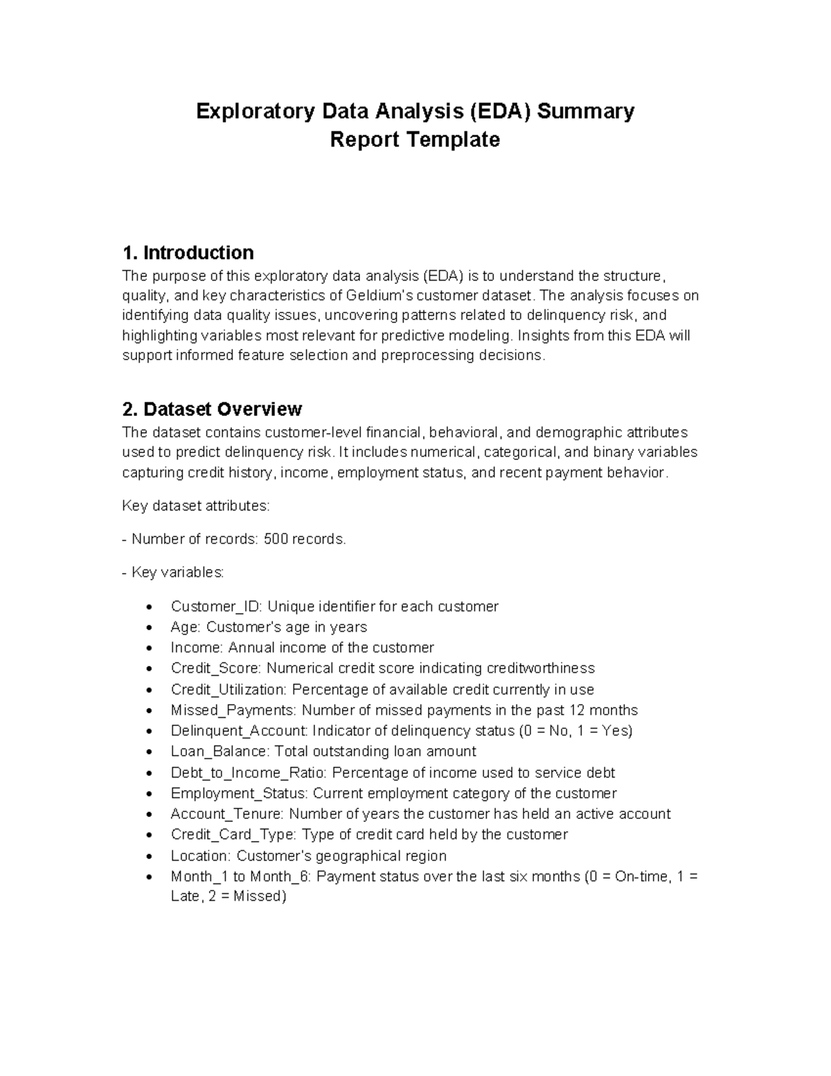 EDA Summary Report: Customer Delinquency Risk Analysis - Studocu