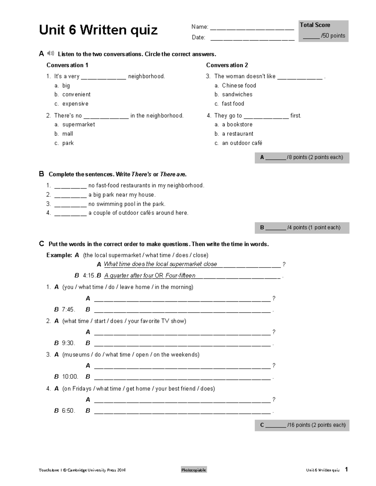 TS 1 U6 WQ - Unit 6 Written Quiz 1 Overview and Questions - Studocu