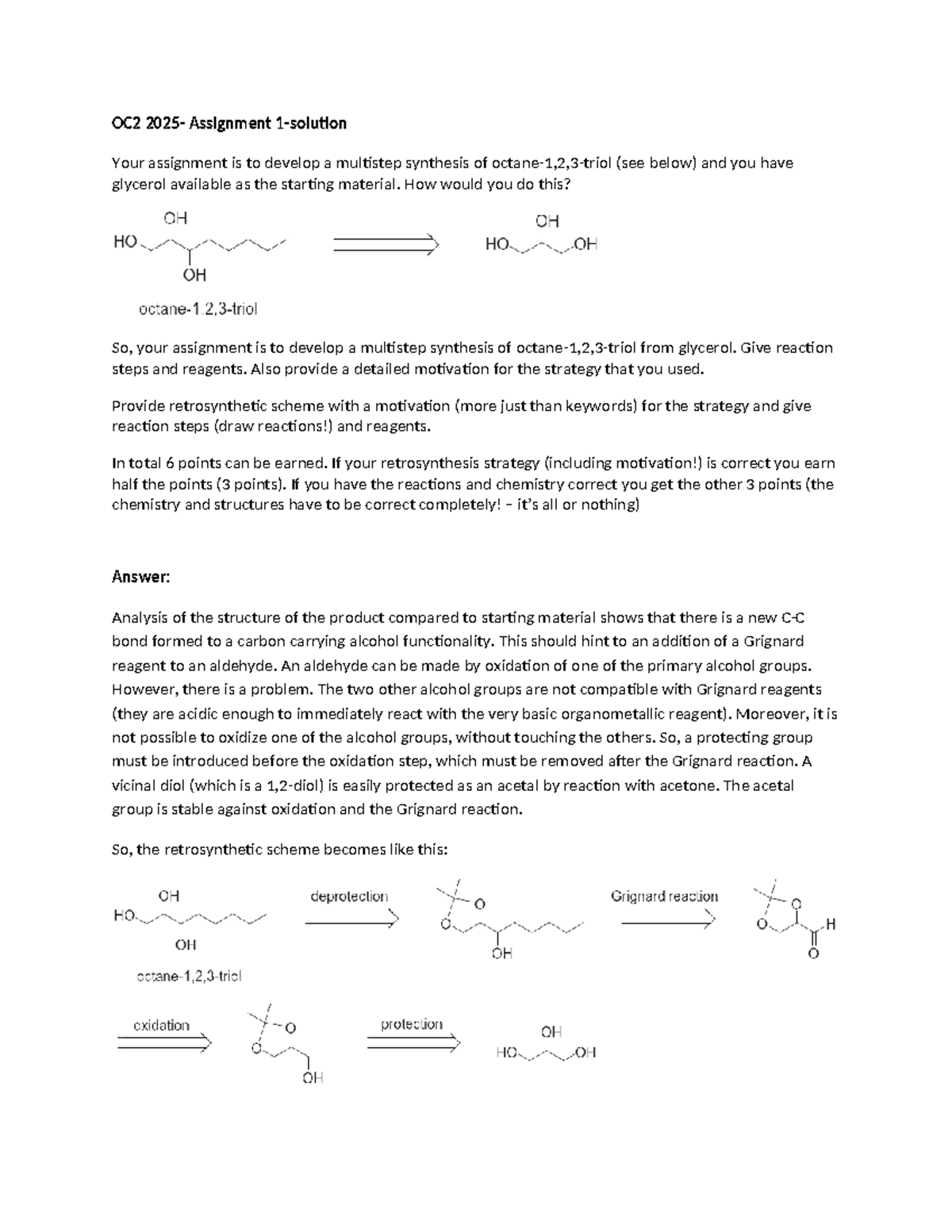 OC2 2025 - Multistep Synthesis Assignment from Glycerol - Studeersnel